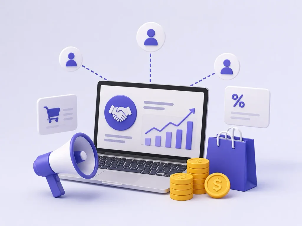 affiliate marketing, affiliate proqramı, affiliate link, onlayn satış, komissiya qazancı, tərəfdaş marketinqi, rəqəmsal marketinq, e-ticarət, satış strategiyası